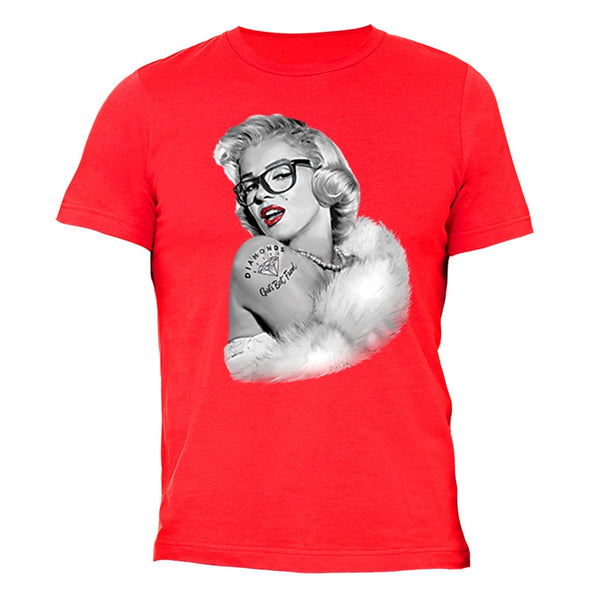 XtraFly Apparel Men's Nerdy Glasses Marilyn Monroe Crewneck Short Sleeve T-shirt