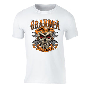 XtraFly Apparel Men's Grandpa Man Myth Legend Skulls Day Of Dead Crewneck Short Sleeve T-shirt