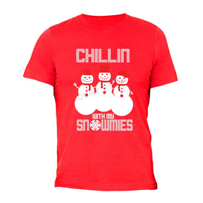 XtraFly Apparel Men's Chillin with My Snowmies Ugly Christmas Crewneck Short Sleeve T-shirt