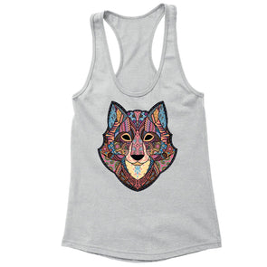 XtraFly Apparel Women's Wolf Pink Tribal Animal Racer-back Tank-Top