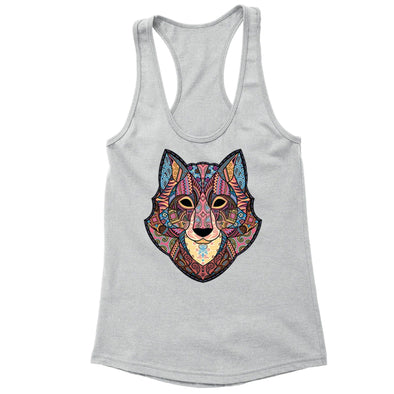 XtraFly Apparel Women's Wolf Pink Tribal Animal Racer-back Tank-Top