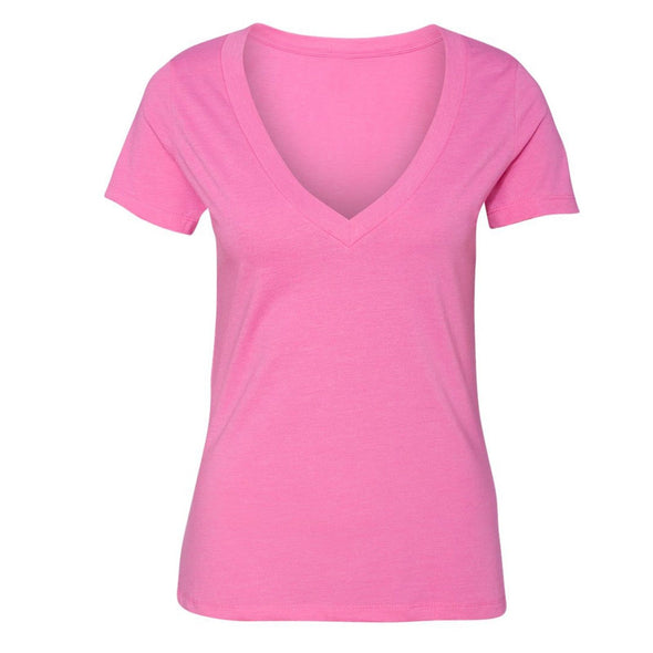 XtraFly Apparel Women's Active Plain Basic V-neck Short Sleeve T-shirt Pink