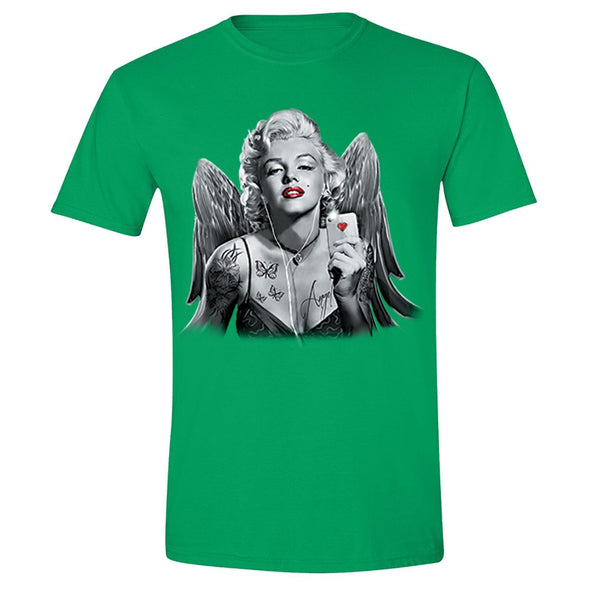 XtraFly Apparel Men's Selfie Angel Wings Marilyn Monroe Crewneck Short Sleeve T-shirt