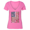 XtraFly Apparel Women's Flag USA Distressed American Pride V-neck Short Sleeve T-shirt