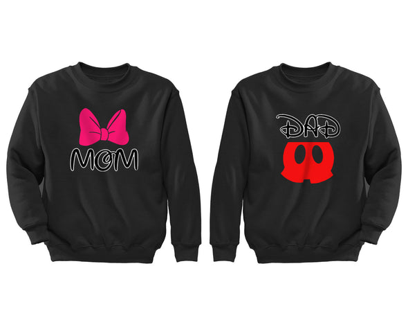 XtraFly Apparel Dad Daddy Mom Mommy Valentine's Matching Couples Pullover Crewneck-Sweatshirt