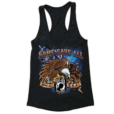 XtraFly Apparel Women's Some Gave All Eagle Military Pow Mia Racer-back Tank-Top