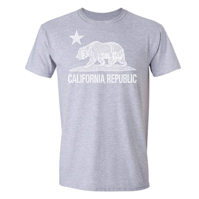 XtraFly Apparel Men's Bear Distressed CA California Pride Crewneck Short Sleeve T-shirt