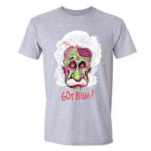 XtraFly Apparel Men's Got Brains Zombie Einstein Novelty Gag Crewneck Short Sleeve T-shirt