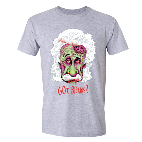 XtraFly Apparel Men's Got Brains Zombie Einstein Novelty Gag Crewneck Short Sleeve T-shirt