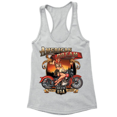 XtraFly Apparel Women's American Dream Milwauke Biker Motorcycle Racer-back Tank-Top