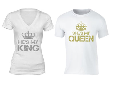 XtraFly Apparel Reina Rey King Queen Valentine's Matching Couples Short Sleeve T-shirt