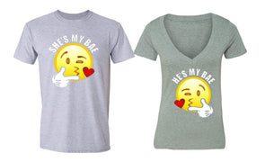 XtraFly Apparel Emoji Bae Heart Valentine's Matching Couples Short Sleeve T-shirt