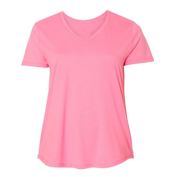 XtraFly Apparel Women's Plus Size Active Plain Basic V-neck Short Sleeve T-shirt