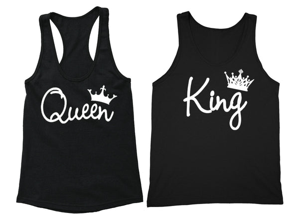 XtraFly Apparel Queen King Reina Rey Valentine's Matching Couples Racer-back Tank-Top