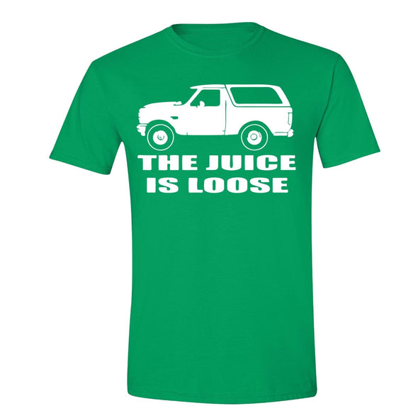 XtraFly Apparel Men's Juice is Loose Bronco OJ Simpson Novelty Gag Crewneck Short Sleeve T-shirt