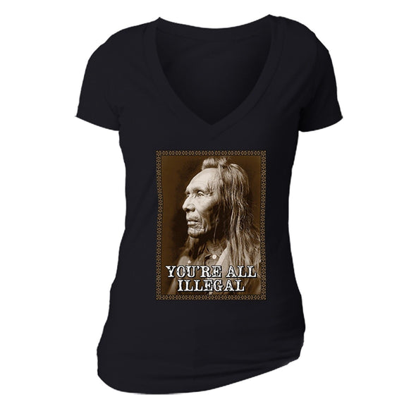 XtraFly Apparel Women's You're All Illegal Native 2nd Amendment V-neck Short Sleeve T-shirt