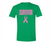 XtraFly Apparel Men's Survivor Pink Breast Cancer Ribbon Crewneck Short Sleeve T-shirt