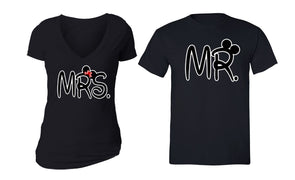 XtraFly Apparel Mr Mrs Ears Valentine's Matching Couples Short Sleeve T-shirt