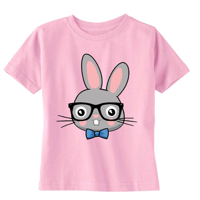 XtraFly Apparel Girls Rabbit Nerd EyeGlasses Easter Crewneck Short Sleeve T-shirt