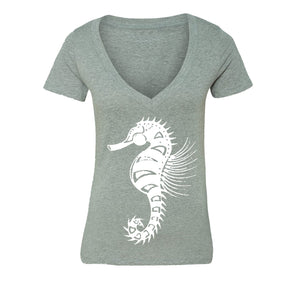 XtraFly Apparel Women's Seahorse Vacation Cruise Novelty Gag V-neck Short Sleeve T-shirt