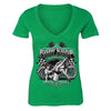 XtraFly Apparel Women's Body Shop Girl Biker Motorcycle V-neck Short Sleeve T-shirt