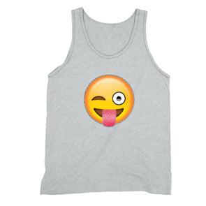 XtraFly Apparel Men's Emoji Wink Tongue Novelty Gag Tank-Top