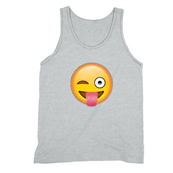 XtraFly Apparel Men's Emoji Wink Tongue Novelty Gag Tank-Top