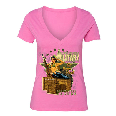 XtraFly Apparel Women's Military Support the Troops 2nd Amendment V-neck Short Sleeve T-shirt