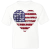 XtraFly Apparel Boys Distressed Heart Flag American Pride Crewneck Short Sleeve T-shirt