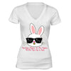 XtraFly Apparel Women's Hip Hop Bunny Easter V-neck Short Sleeve T-shirt