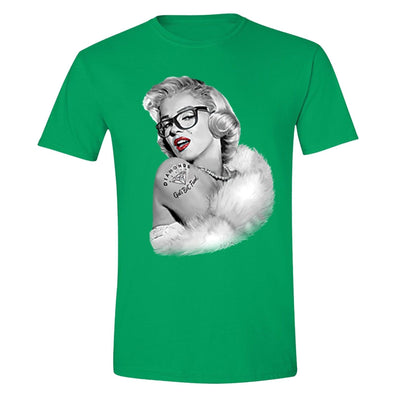 XtraFly Apparel Men's Nerdy Glasses Marilyn Monroe Crewneck Short Sleeve T-shirt