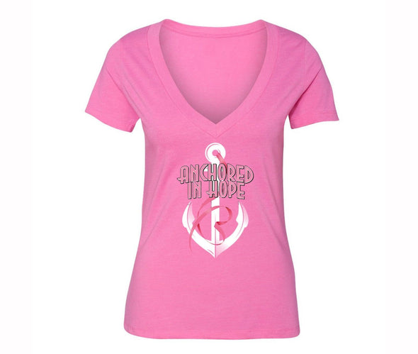 XtraFly Apparel Women's Breast Cancer Awareness V-neck Short Sleeve T-shirt