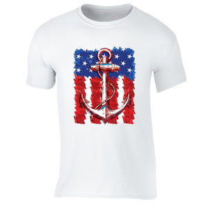 XtraFly Apparel Men's USA Anchor American Pride Crewneck Short Sleeve T-shirt