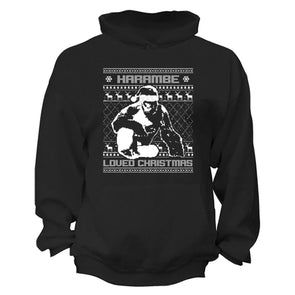 XtraFly Apparel Harambe Loved Christmas Ugly Christmas Hooded-Sweatshirt Pullover Hoodie