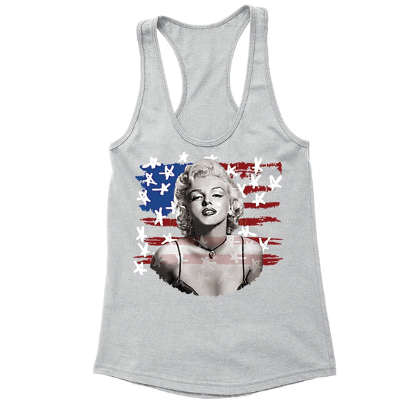 XtraFly Apparel Women's American Flag Distressed 4th of July Racer-back Tank-Top