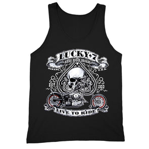 XtraFly Apparel Men's Lucky 7 Skull Live to Ride Biker Motorcycle Tank-Top