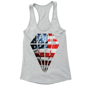 XtraFly Apparel Women's Flag Diamond Crystal American Pride Racer-back Tank-Top