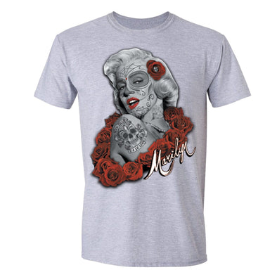 XtraFly Apparel Men's Dead Dia Los Muertos Marilyn Monroe Crewneck Short Sleeve T-shirt