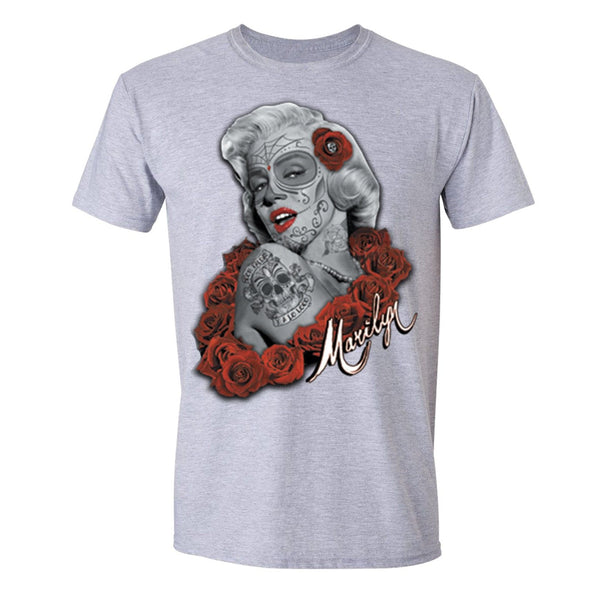 XtraFly Apparel Men's Dead Dia Los Muertos Marilyn Monroe Crewneck Short Sleeve T-shirt