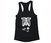 XtraFly Apparel Women's Skeleton Candy Belly Halloween Pumpkin Racer-back Tank-Top