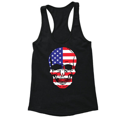 XtraFly Apparel Women's Smiling Skull American Pride Racer-back Tank-Top