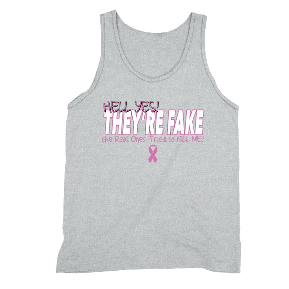 XtraFly Apparel Men's They're Fake Pink Breast Cancer Ribbon Tank-Top