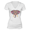 XtraFly Apparel Women's Elephant Head Tusk Pink Tribal Animal V-neck Short Sleeve T-shirt