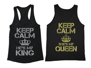 XtraFly Apparel Queen Reina King Rey Valentine's Matching Couples Racer-back Tank-Top