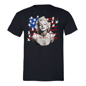 XtraFly Apparel Men's Marilyn Monroe USA Flag American Pride Crewneck Short Sleeve T-shirt