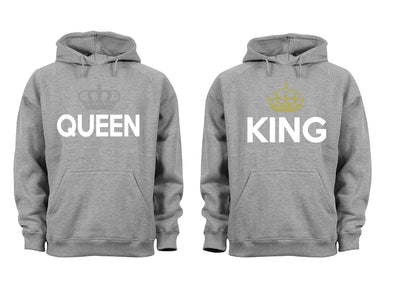 XtraFly Apparel King Rey Queen Reina Valentine's Matching Couples Hooded-Sweatshirt Pullover Hoodie