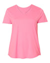 XtraFly Apparel Women's Plus Size Active Plain Basic V-neck Short Sleeve T-shirt Pink