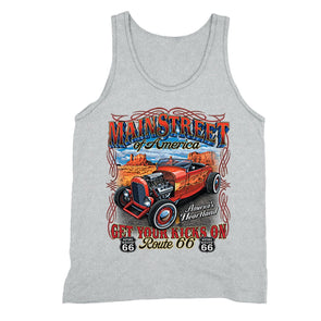 XtraFly Apparel Men's Main Street Route 66 Car Truck Garage Tank-Top