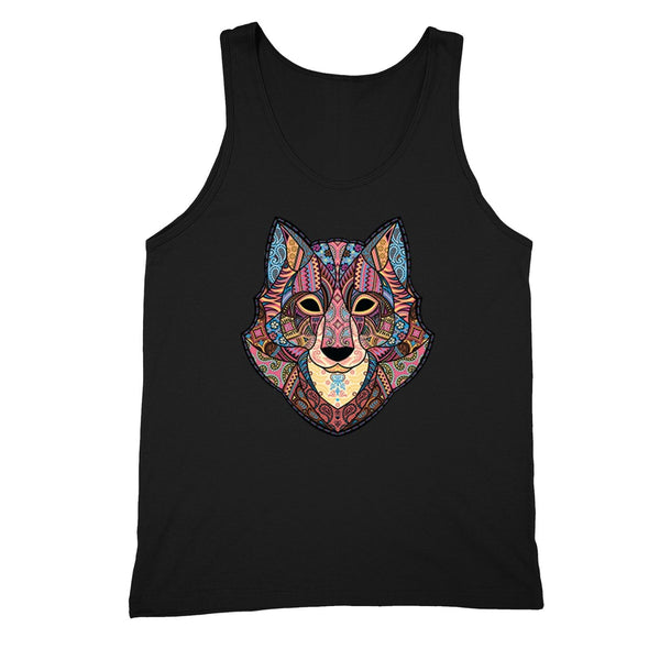 XtraFly Apparel Men's Wolf Pink Tribal Animal Tank-Top