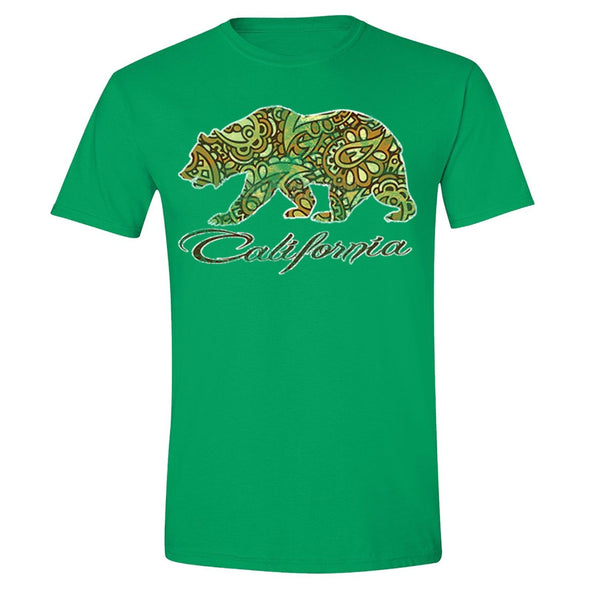 XtraFly Apparel Men's Paisley Brown Bear CA California Pride Crewneck Short Sleeve T-shirt